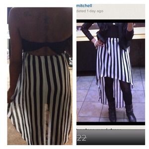 Black and white high low maxi dress