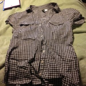 Checkered Button-Up Top