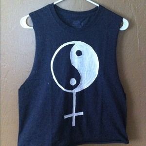 Yin yang & upside down cross t shirt