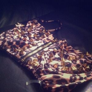 Gold studed leopard bustier