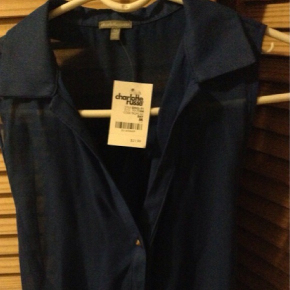 Blue Chiffon Shirt NWT - Picture 3 of 3