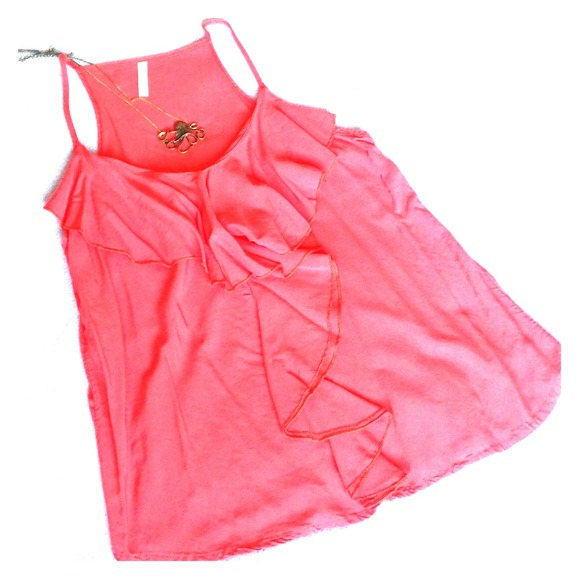Coral ruffle tank.