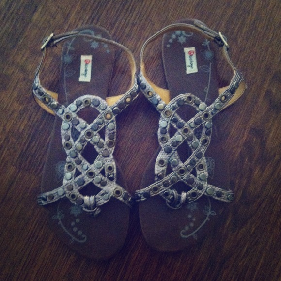 Very cute studded gray sandals! Never been worn!