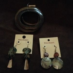 Bangle bracelets and two sets of dangle earrings