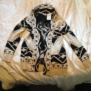 Tribal print cream and black sweater!!