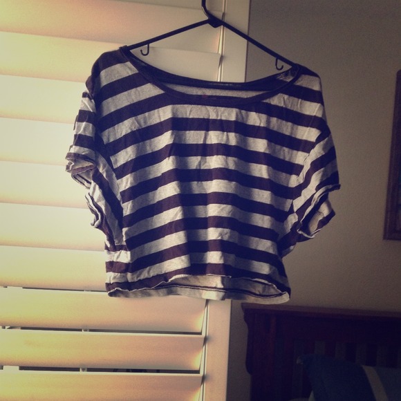 Black striped crop top