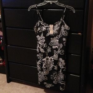***REDUCED*** Black and White Printed Peplum Dress