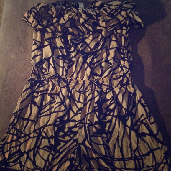 Black and Tan strapless romper!