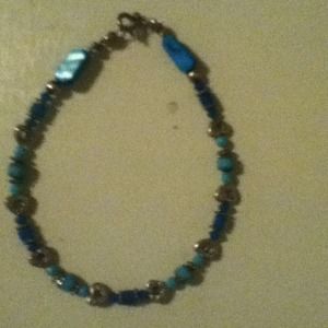 Turquoise and abalone shell ankle bracelet