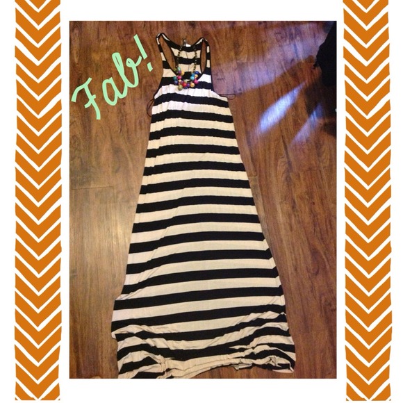 SOLD//H&M divided black striped maxi
