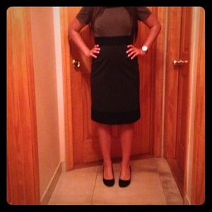 TAHARI grey and black dress