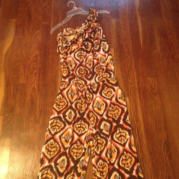 Orange, brown, gold and white romper!