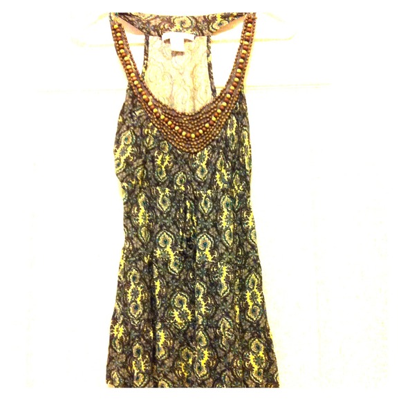 **SOLD Green and yellow patterned tank