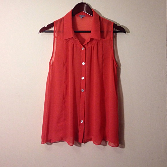 Charlotte Russe sheer coral top - Picture 2 of 4