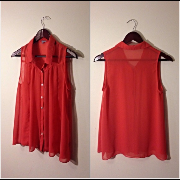 Charlotte Russe sheer coral top - Picture 3 of 4