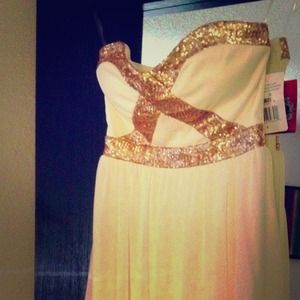 White/Gold High-Low Dress