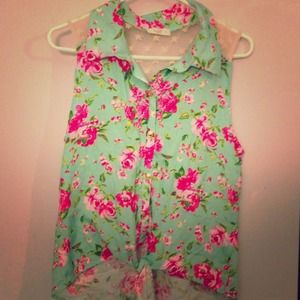 Flower button up top