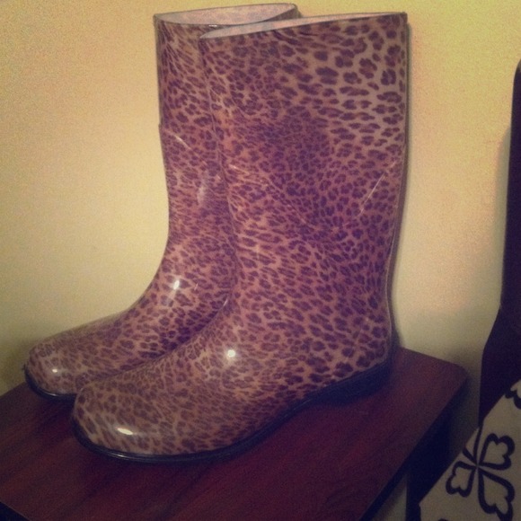 Leopard print rain boots