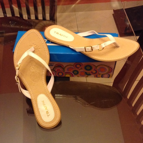Traffic White Sandals NWT