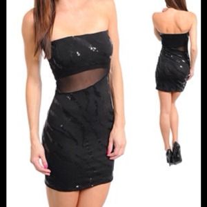 Black with sequíns strapless sexy Dress NEW