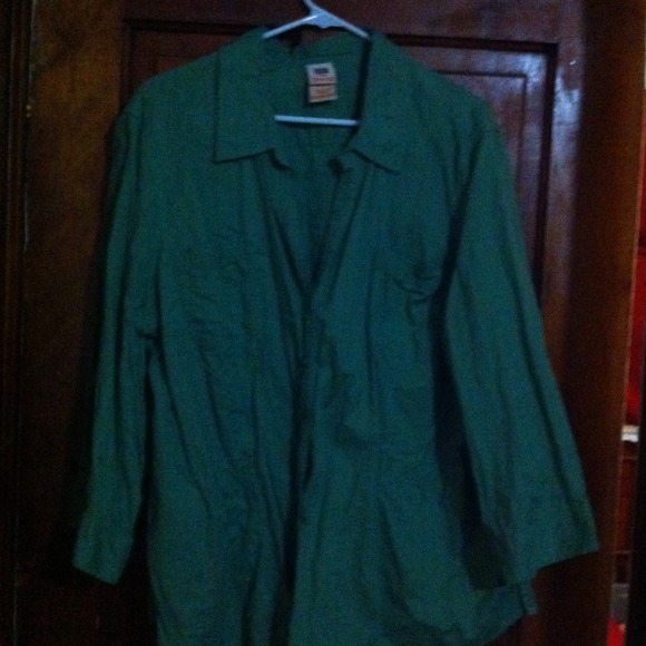 Green button up shirt