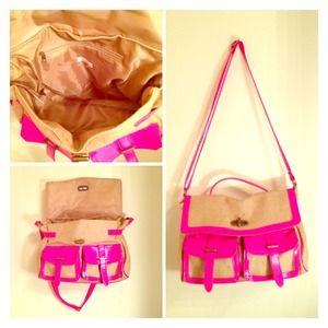 Hot Pink Vinyl and Burlap Xhilaration bag