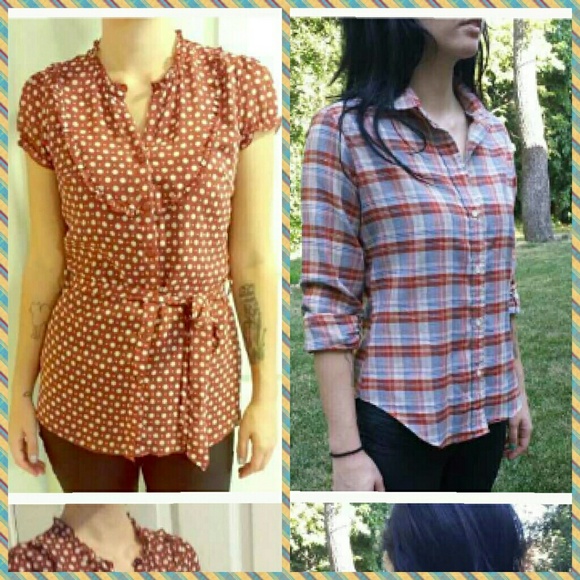 RESERVED Boyfriend shirt and polka dot top