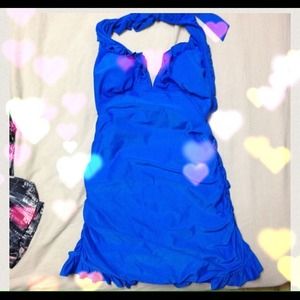 HOT blue dress one piece bathing suit !!! Large