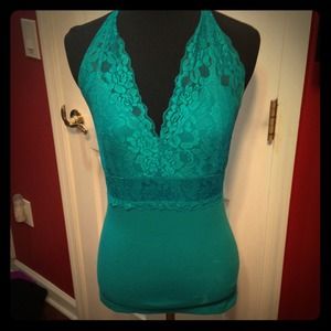 Lace halter tank