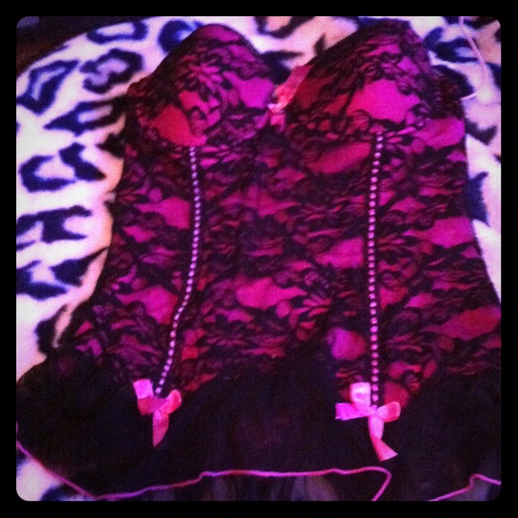 A pink playboy corset