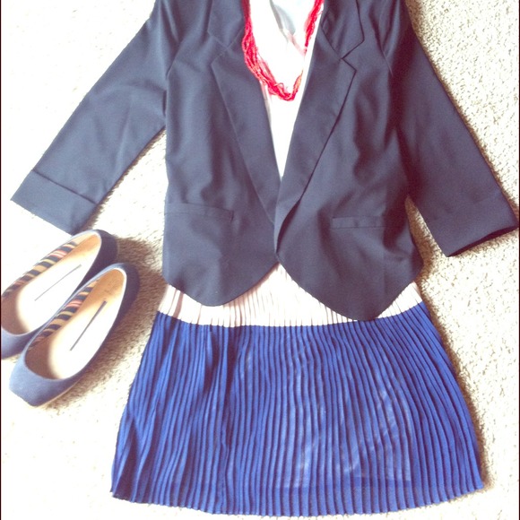 Chiffon navy/creamy middle skirt