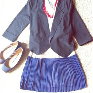 Chiffon navy/creamy middle skirt