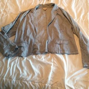 With and blue strip blazer size XL