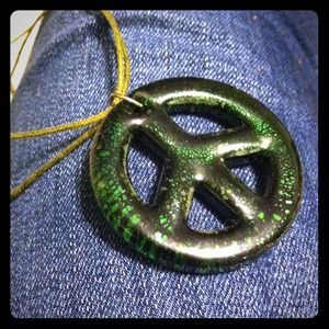 Emerald Green Peace Sign Necklace