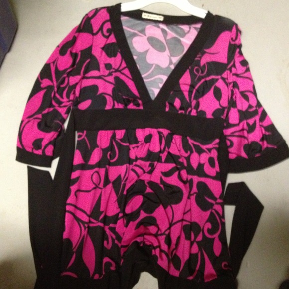 Pink and black dress top