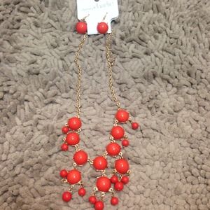 SOLD IN BUNDLE 🎀Orange Bubble Necklace/earrings