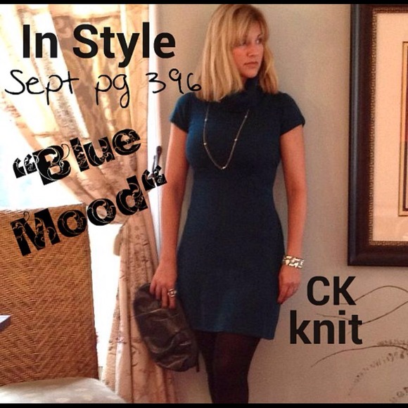 Calvin Klein Knit dress. Trendy teal fall color!