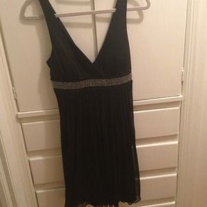 Black double v neck dress