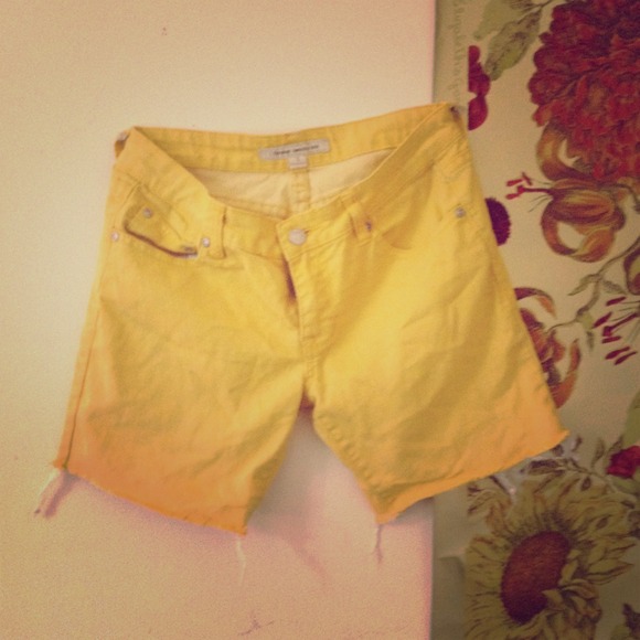 Yellow cutoff shorts