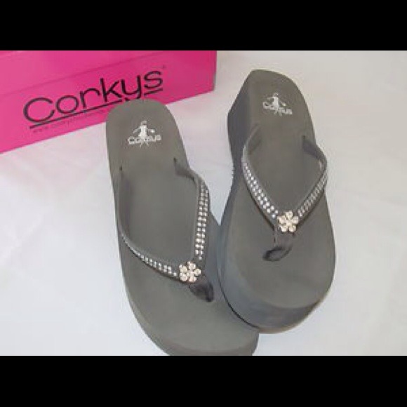 Gray high plat form sandals or flip flops