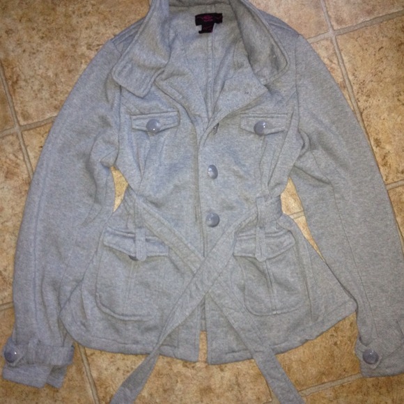 Gray button up coat