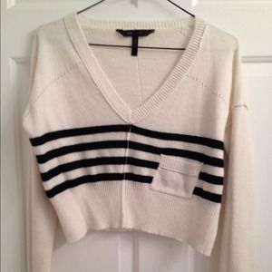BCBG cropped white sweater.
