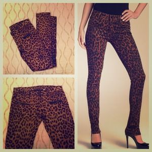 Velvet leopard skinny jeans