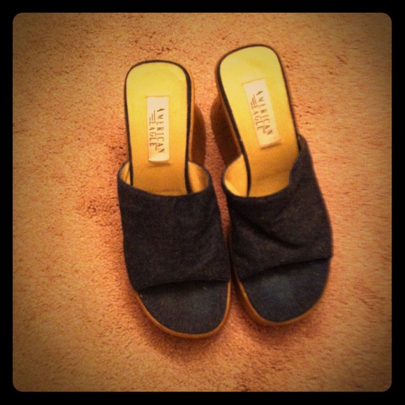 American eagle denim wedge sandals