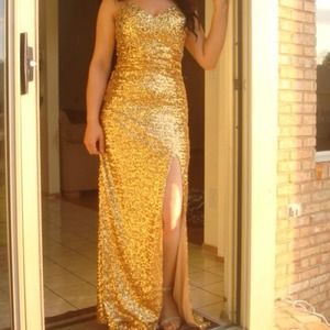Gold sequin party dress