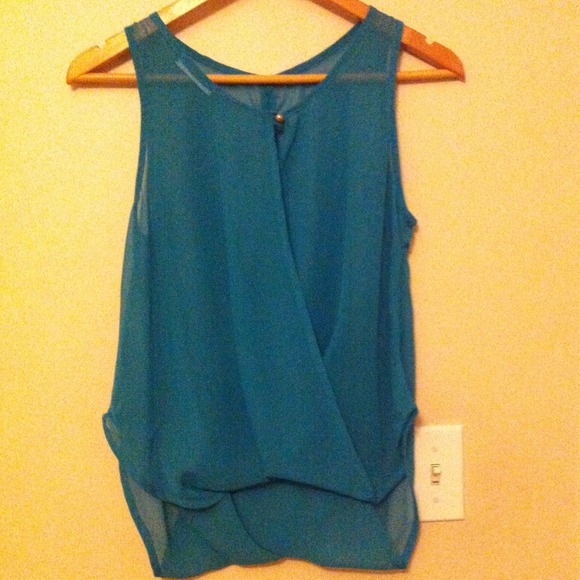 Cute sheer Turquoise Top - Picture 2 of 2
