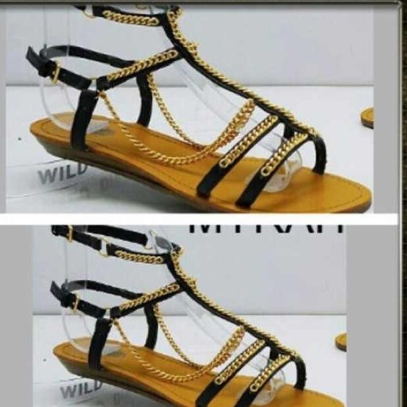 Flat gold chain sandals