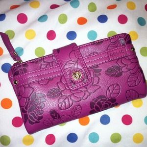 Floral magenta wallet or small clutch