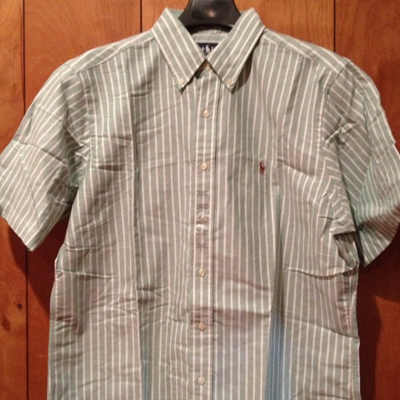 Polo Ralph Lauren men shirt light green stripes