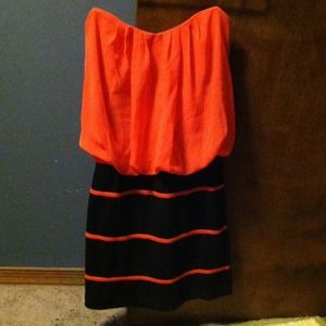 coral strapless dress